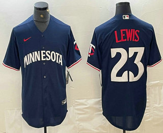 Men's Minnesota Twins #23 Royce Lewis 2023 Navy Blue Cool Base Stitched Jersey
