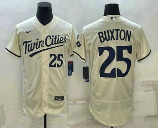 Men's Minnesota Twins #25 Byron Buxton 2023 Cream Flex Base Stitched Jersey