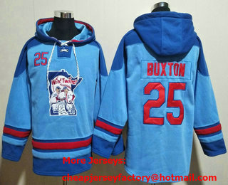 Men's Minnesota Twins #25 Byron Buxton Blue Ageless Must Have Lace Up Pullover Hoodie
