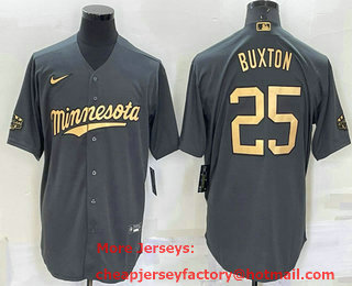 Men's Minnesota Twins #25 Byron Buxton Grey 2022 All Star Stitched Cool Base Nike Jersey