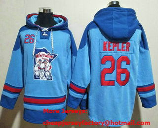 Men's Minnesota Twins #26 Max Kepler Blue Ageless Must Have Lace Up Pullover Hoodie