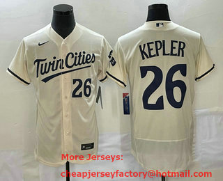Men's Minnesota Twins #26 Max Kepler Number 2023 Cream Flex Base Stitched Jersey