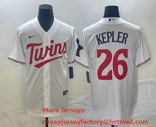 Men's Minnesota Twins #26 Max Kepler White Red Stitched MLB Cool Base Nike Jersey