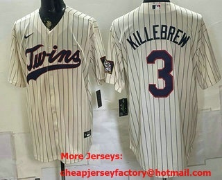 Men's Minnesota Twins #3 Harmon Killebrew Cream 2026 Field of Dreams Stadium Stitched Jersey