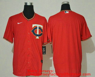 Men's Minnesota Twins Blank Red Stitched MLB Cool Base Nike Jersey