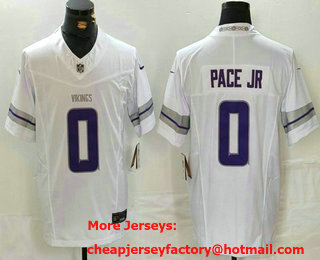 Men's Minnesota Vikings #0 Ivan Pace Jr White Alternate Vapor FUSE Limited Stitched Jersey