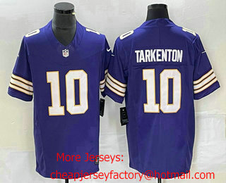 Men's Minnesota Vikings #10 Fran Tarkenton Purple 2023 FUSE Vapor Limited Throwback Stitched Jersey