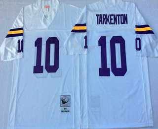 Men's Minnesota Vikings #10 Fran Tarkenton White Mitchell & Ness Throwback Jersey - V-neck