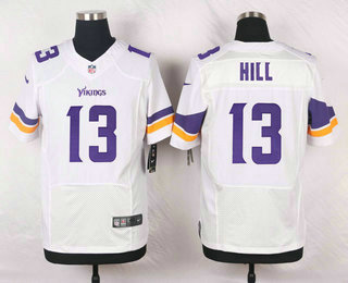Men's Minnesota Vikings #13 Shaun Hill White Road Stitched NFL Nike Elite Jersey