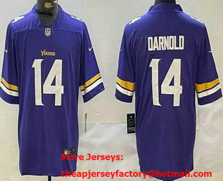 Men's Minnesota Vikings #14 Sam Darnold Limited Purple Vapor Jersey