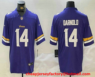 Men's Minnesota Vikings #14 Sam Darnold Purple Vapor Limited Stitched Jersey