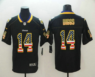 Men's Minnesota Vikings #14 Stefon Diggs 2018 USA Flag Fashion Black Color Rush Stitched Nike Limited Jersey