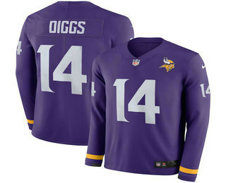 Men's Minnesota Vikings #14 Stefon Diggs Nike Purple Therma Long Sleeve Limited Jersey