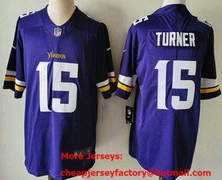 Men's Minnesota Vikings #15 Dallas Turner Limited Purple Vapor Jersey