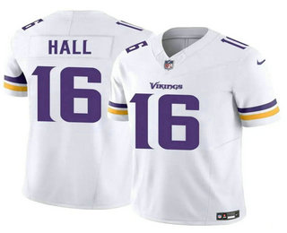 Men's Minnesota Vikings #16 Jaren Hall White 2023 FUSE Vapor Limited Stitched Jersey