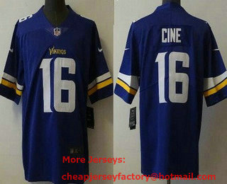 Men's Minnesota Vikings #16 Lewis Cine Purple 2022 Vapor Untouchable Stitched NFL Nike Limited Jersey