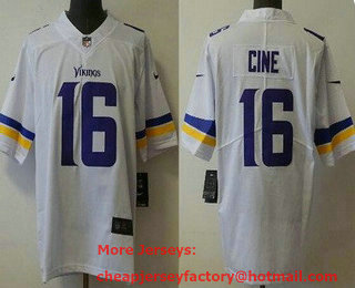 Men's Minnesota Vikings #16 Lewis Cine White 2022 Vapor Untouchable Stitched NFL Nike Limited Jersey