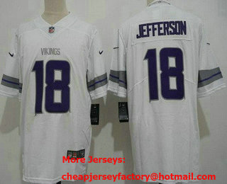 Men's Minnesota Vikings #18 Justin Jefferson Limited White Alternate Vapor Jersey