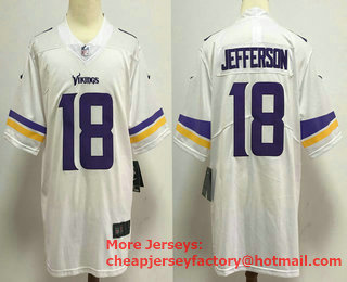 Men's Minnesota Vikings #18 Justin Jefferson White 2020 Vapor Untouchable Stitched NFL Nike Limited Jersey