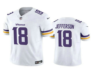 Men's Minnesota Vikings #18 Justin Jefferson White 2023 FUSE Vapor Stitched Jersey