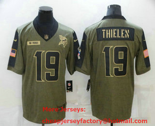 Men's Minnesota Vikings #19 Adam Thielen 2021 Olive Salute To Service Limited Stitched Jersey