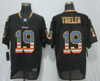 Men's Minnesota Vikings #19 Adam Thielen Black USA Flag Fashion Stitched NFL Nike Elite Jersey