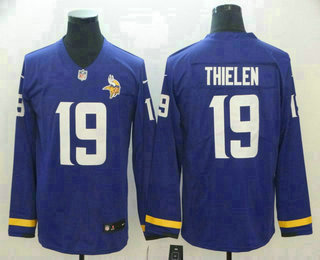Men's Minnesota Vikings #19 Adam Thielen Nike Purple Therma Long Sleeve Limited Jersey