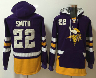 Men's Minnesota Vikings #22 Harrison Smith NEW Purple Pocket Stitched NFL Pullover Hoodie