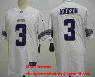 Men's Minnesota Vikings #3 Jordan Addison Limited White Alternate Vapor Jersey
