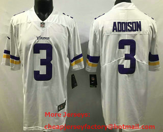 Men's Minnesota Vikings #3 Jordan Addison White 2022 Vapor Untouchable Stitched Nike Limited Jersey