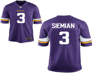 Men's Minnesota Vikings #3 Trevor Siemian Purple Team Color Stitched NFL Nike Elite Jersey