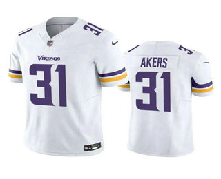 Men's Minnesota Vikings #31 Cam Akers White 2023 FUSE Vapor Limited Stitched Jersey