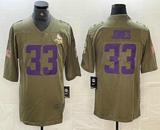 Men's Minnesota Vikings #33 Aaron Jones Olive 2017 Salute To Service Stitched NFL Nike Limited Jersey