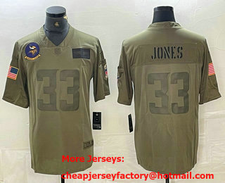 Men's Minnesota Vikings #33 Aaron Jones Olive 2019 Salute To Service Stitched NFL Nike Limited Jersey