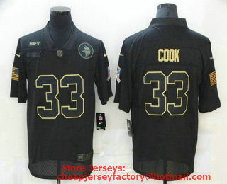 Men's Minnesota Vikings #33 Dalvin Cook Black 2020 Salute To Service Stitched NFL Nike Limited Jersey