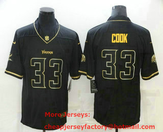 Men's Minnesota Vikings #33 Dalvin Cook Black Golden Edition Stitched NFL Nike Limited Jersey