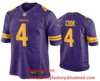 Men's Minnesota Vikings #4 Dalvin Cook Purple 2020 Color Rush Stitched NFL Nike Limited Jersey