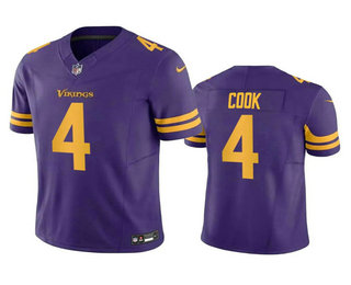 Men's Minnesota Vikings #4 Dalvin Cook Purple 2023 FUSE Color Rush Stitched Jersey