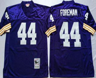 Men's Minnesota Vikings #44 Chuck Foreman Purple Mitchell & Ness Throwback Jersey - V-neck