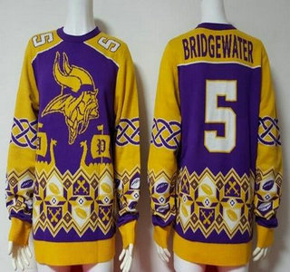 Men's Minnesota Vikings #5 Teddy Bridgewater Multicolor NFL Sweater