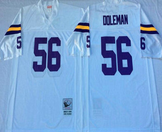 Men's Minnesota Vikings #56 Chris Doleman White Mitchell & Ness Throwback Jersey - V-neck