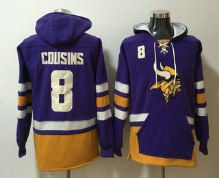 Men's Minnesota Vikings #8 Kirk Cousins NEW Purple Pocket Stitched NFL Pullover Hoodie