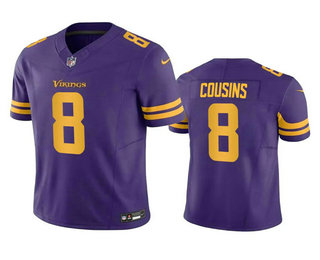 Men's Minnesota Vikings #8 Kirk Cousins Purple 2023 FUSE Color Rush Stitched Jersey