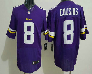 Men's Minnesota Vikings #8 Kirk Cousins Purple Team Color Stitched NFL Nike Elite Jersey
