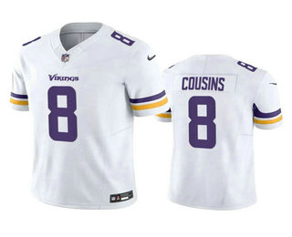 Men's Minnesota Vikings #8 Kirk Cousins White 2023 FUSE Vapor Stitched Jersey
