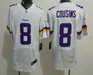 Men's Minnesota Vikings #8 Kirk Cousins White Road Stitched NFL Nike Elite Jersey