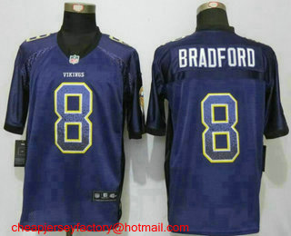 Men's Minnesota Vikings #8 Sam Bradford Purple Drift Stitched NFL Nike Fashion Jersey