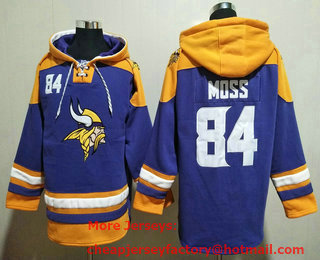 Men's Minnesota Vikings #84 Randy Moss Purple Ageless Must Have Lace Up Pullover Hoodie