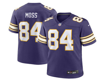 Men's Minnesota Vikings #84 Randy Moss Purple Limited Stitched Throwback Jersey
