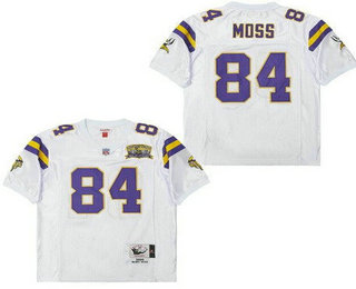 Men's Minnesota Vikings #84 Randy Moss White 40th Anniversary Throwback Jersey